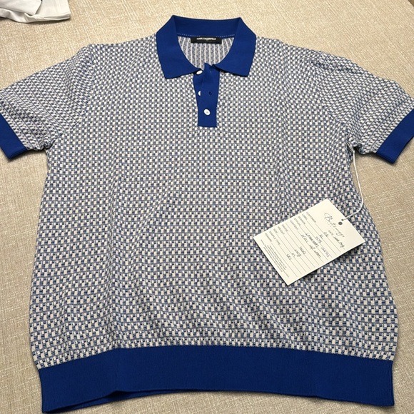 KARL LAGERFELD PARIS - Men’s M Jacquard Knit Sweater Polo w/Contrast Placket - Picture 6 of 7